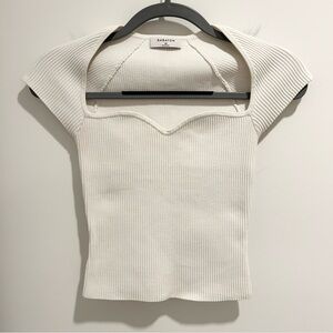 Babaton Women's Cream Ribbed Top